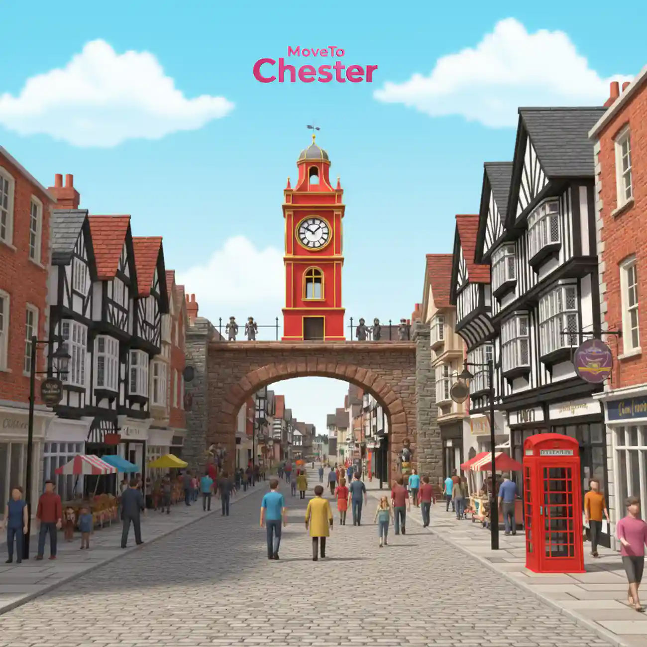 Chester city centre showing historic architecture and walkable streets